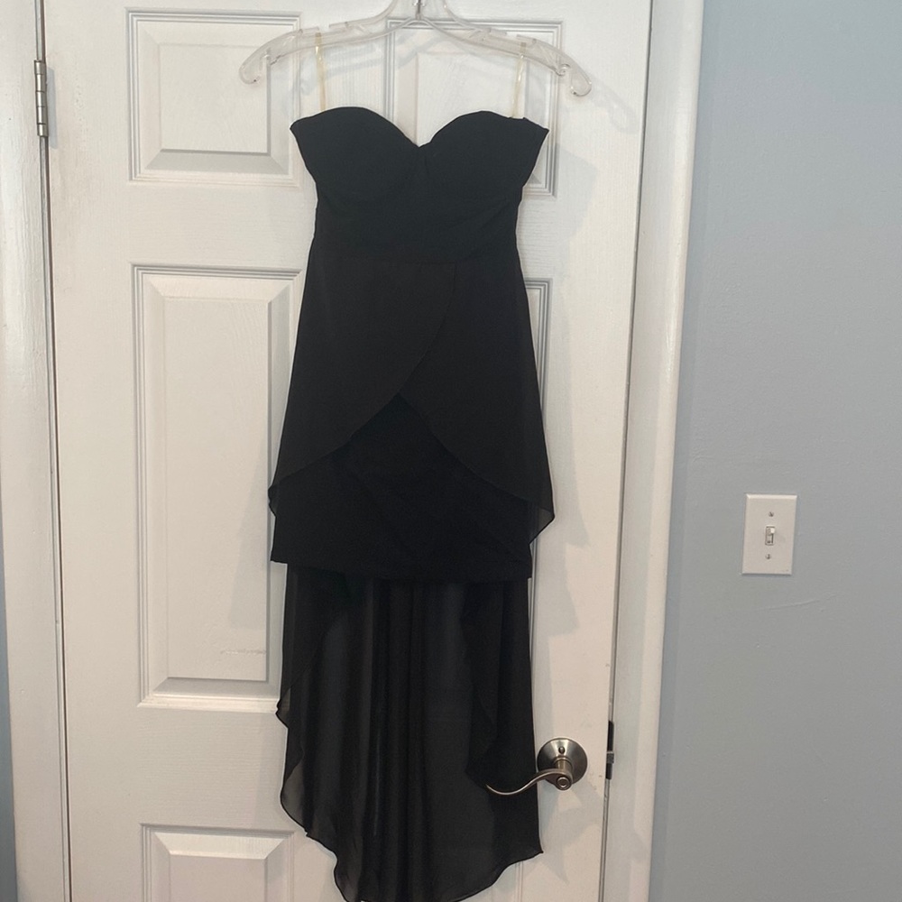 Strapless mini high-low dress